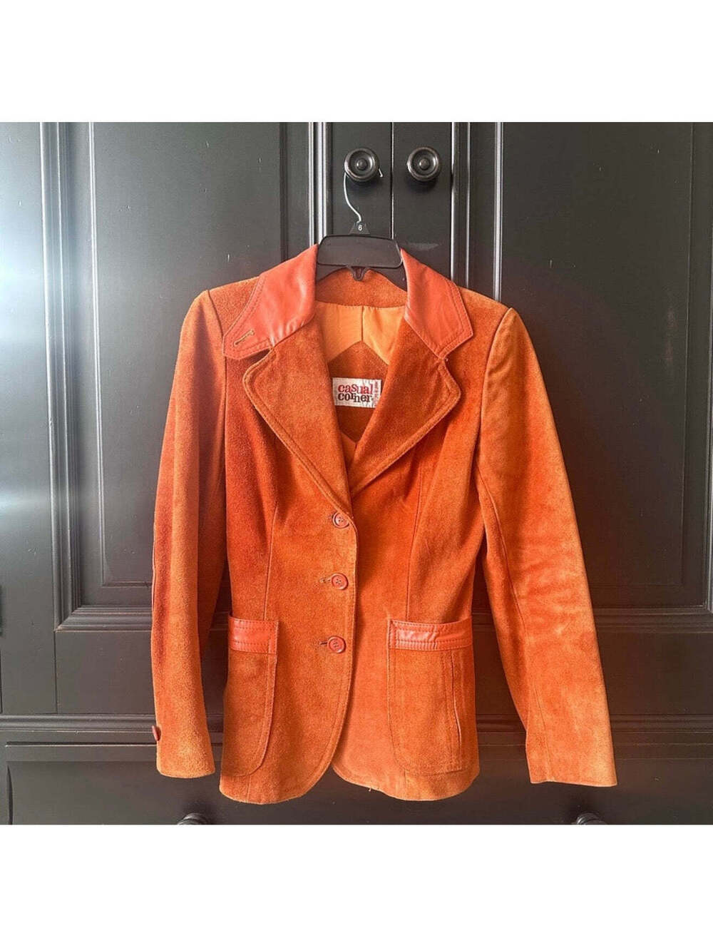 Vintage 1970s Casual Corner Burnt Orange Suede Leather Blazer Jacket